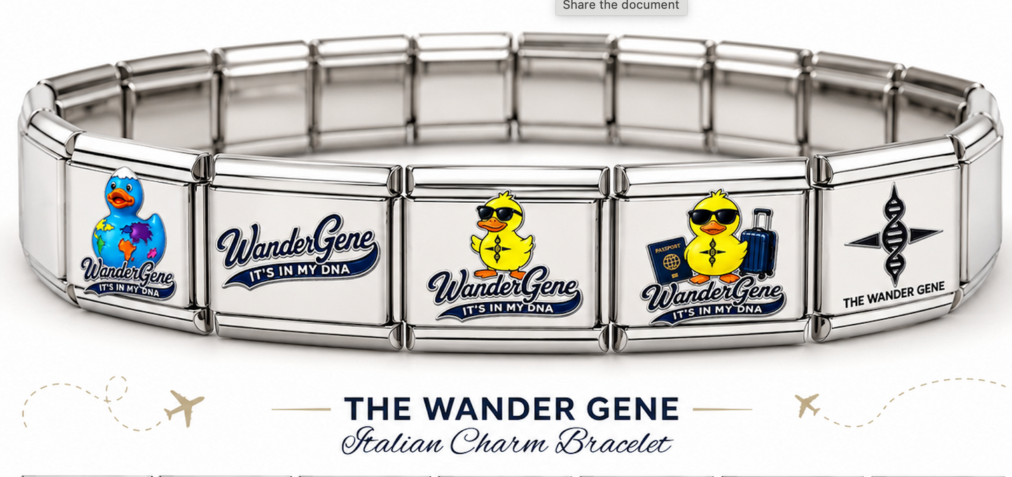 Wander Gene™ Wander the World Italian Charm Bracelet, Watchband and Keychain